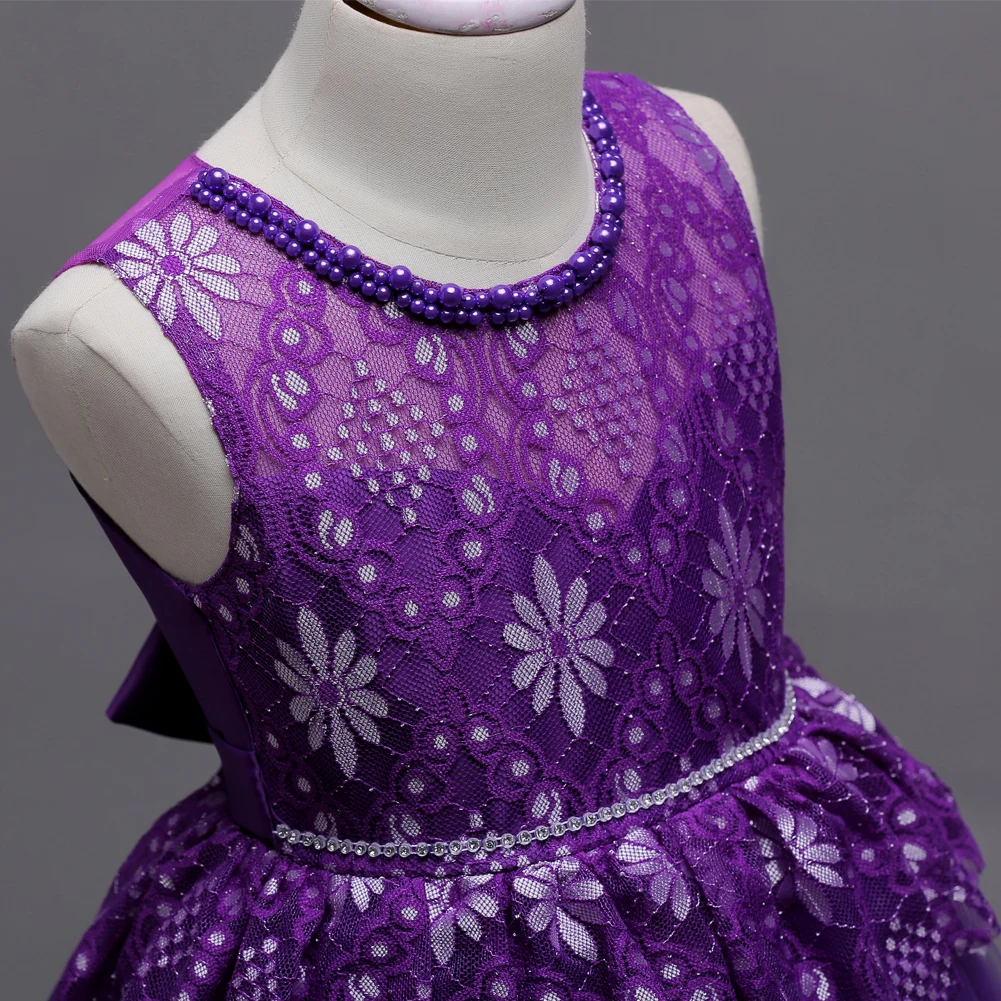 

2019 New Designer Double Pearls Girl Princess Dress Girl Wedding Gown Long Girls Party Dress Summer Junior Gowns for Big Girls