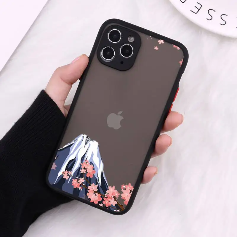 

Beautiful Fuji Mountain painting Japan Phone Case Matte Transparent for iPhone 7 8 11 12 s mini pro X XS XR MAX Plus cover funda