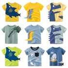 Футболка для маленьких мальчиков хлопковые топы для мальчиков, Детская верхняя одежда с принтом динозавра, детская одежда топы От 2 до 8 лет мальчиков