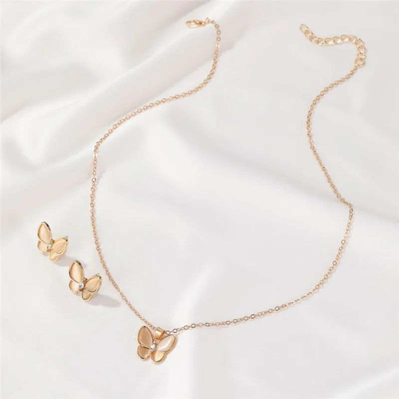 Женский комплект из колье и серёг с подвеской в виде бабочки|Ювелирные наборы| |