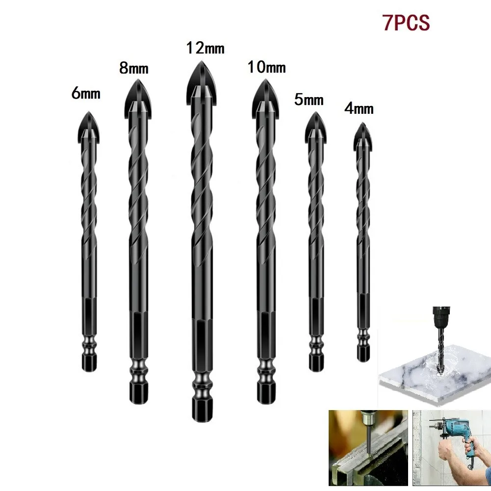 

Cross Tile Bits Glass Ceramic Concrete Hole Opener Alloy 1/4\" Hex Shank 4-12mm Concrete Hole Opener Alloy Triangle Drill