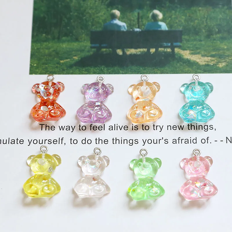 6 шт прозрачные Мультяшные милые серьги из смолы цветные в виде медведя
