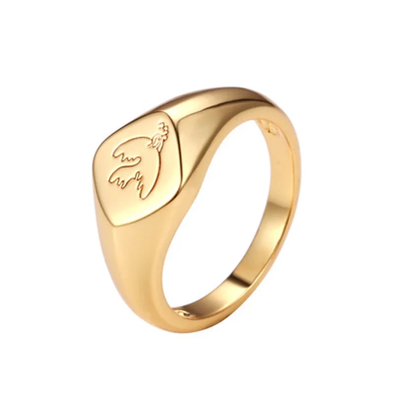 

New Fashion Retro Bird Signet Rings For Women Handmade Chunky Gold Color Statement Accessories Jewelry