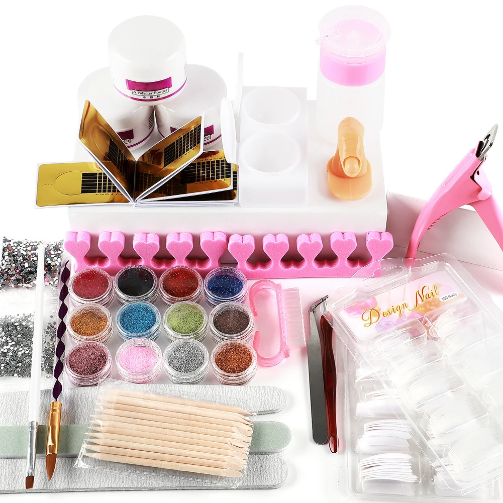 

DIY Nail Tips Polishing Remover Kits Practical Full Nail Beauty Tools Set Portable Nail File Scissors Flash Powder