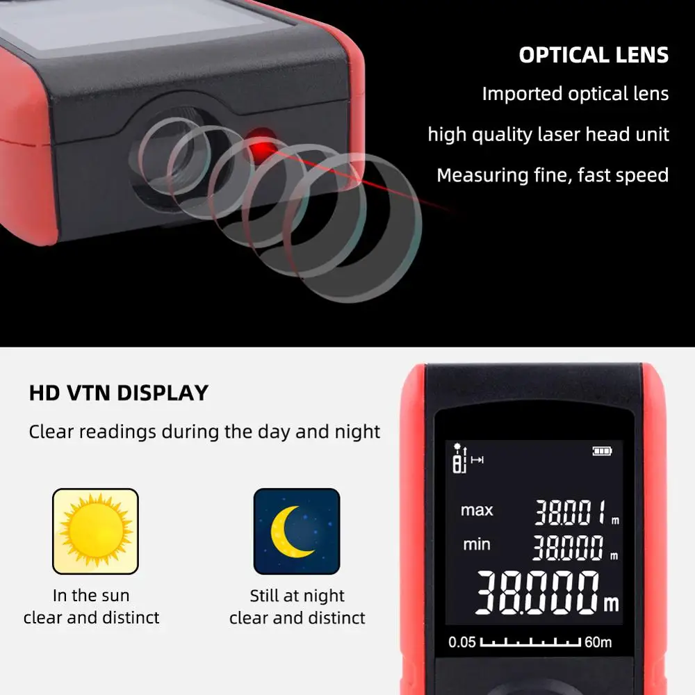 YIERYI 40M 60m 80m 100m Handheld Digita Laser Range Finder Professional Mini Ruler Tester Manual Distance Measuring Instrument |