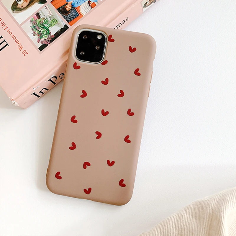 Brown LOVECOM пары чехол для телефона для iPhone 11 Pro Max XS Max XR 6 6S 7 8 Plus X корейский сердце карамельный цвет Мягкий ТПУ Телефон задняя крышка - Цвет: Brown