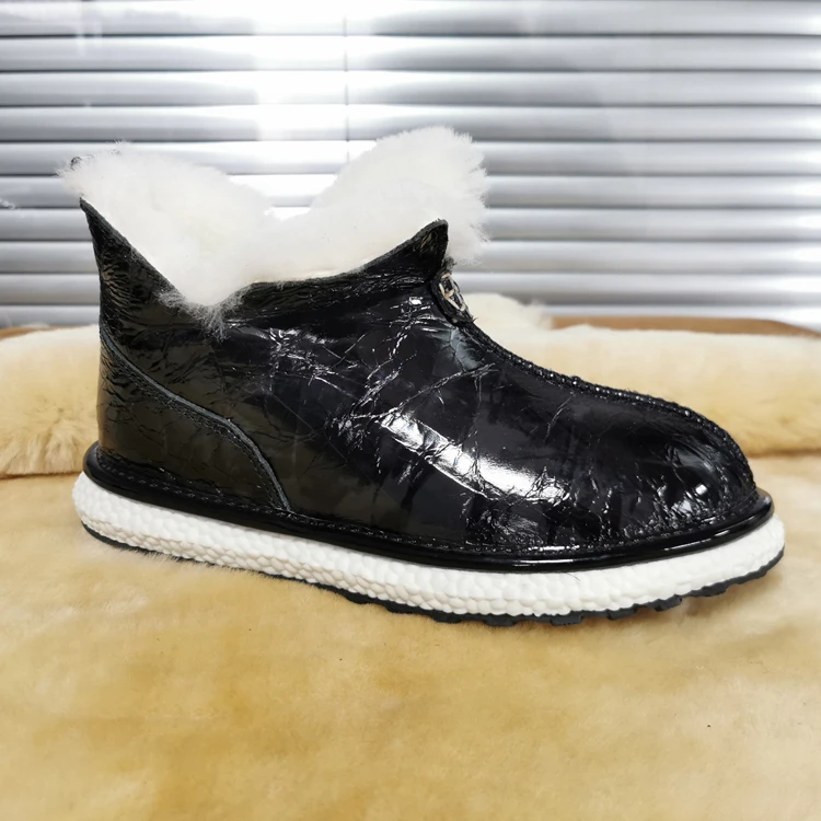 

Fur Flats Women Black Fur Boots Genuine Winter Ladies Shoes