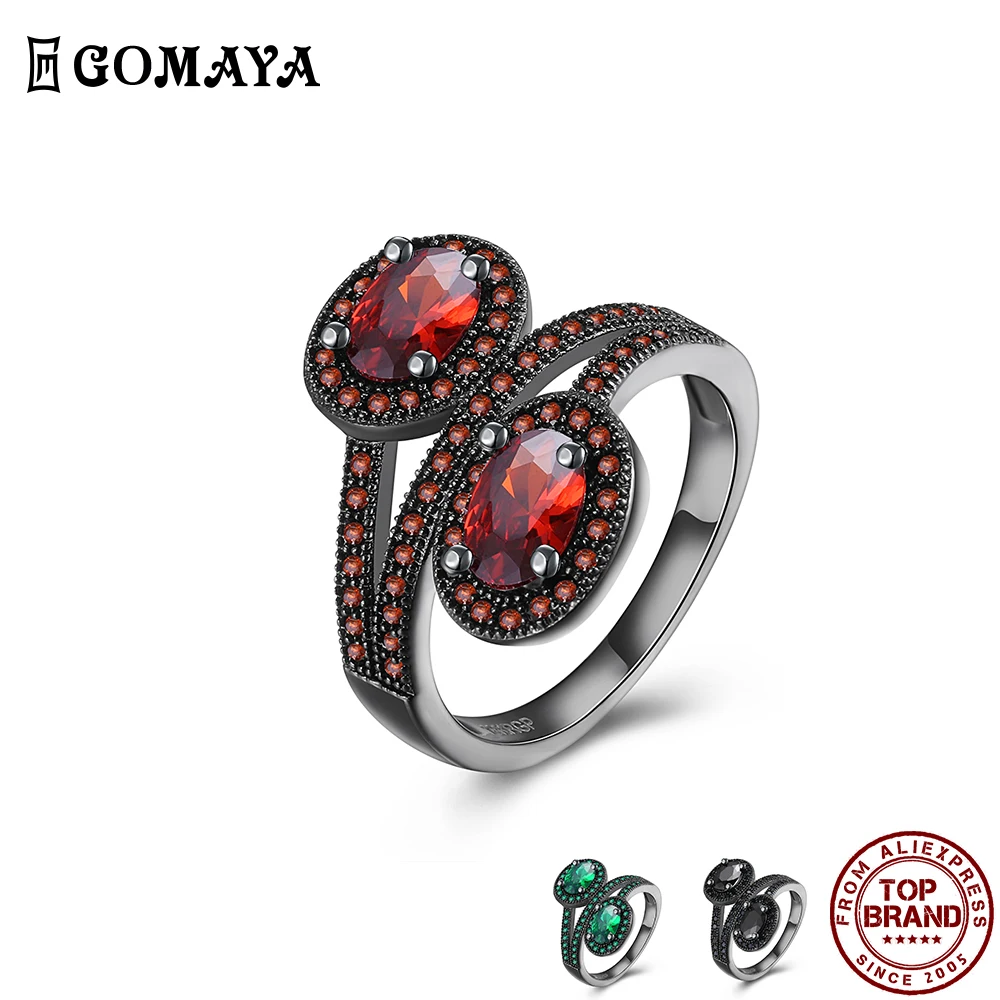 

GOMAYA Two Oval Clear Zirconia Rings For Women Personality Creativity Ring Prom Festival Gift Surprise For Girlfriend Jewelry
