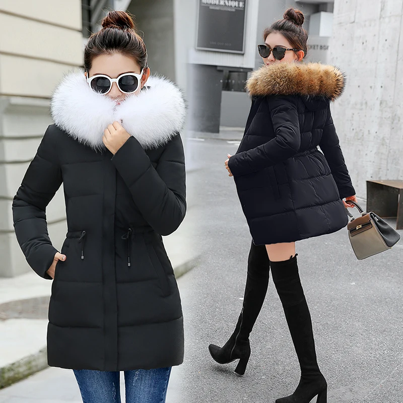 

Big fur winter coat jacket women thickened parka women slim long winter coat down cotton ladies down parka down jacket women