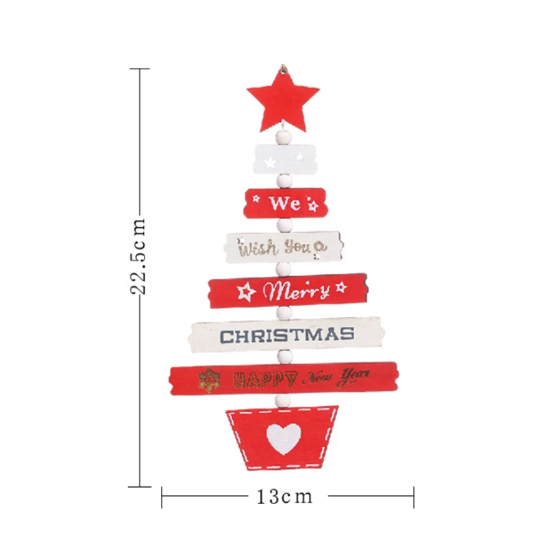 Creative Painted Wooden Christmas Tree Hanging String Christmas Pendant Window Display Ornaments Xmas Party Decors Kids Gift Toy