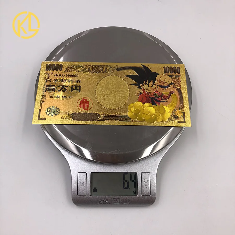 5 шт. или 10 шт./лот, японский dragon ball z Master Roshi 10000 Yen, Золотые пластиковые банкноты для детской классической коллекции памяти