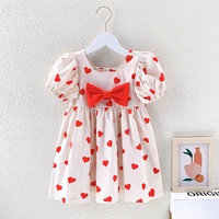 girls dresses 2022 summer puff sleeve bow dress party dress for kids girl birthday children clothes 2 3 4 5 6 years