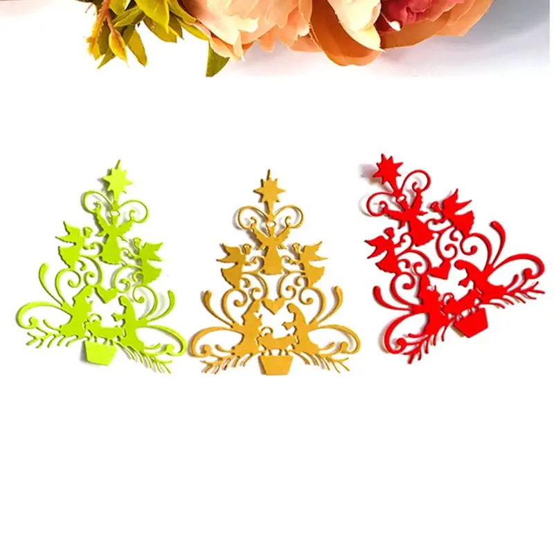 Фон с рождественской елью металлический Трафаретный вырубной штамп трафарет для