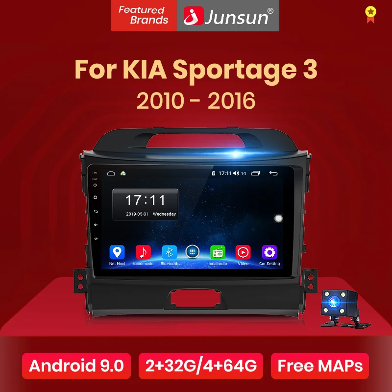Junsun V1 2G+ 32G Android 9,0 DSP автомобильный Радио Мультимедиа Видео плеер навигация gps 2 din для KIA Sportage 3 2010 2011- без dvd