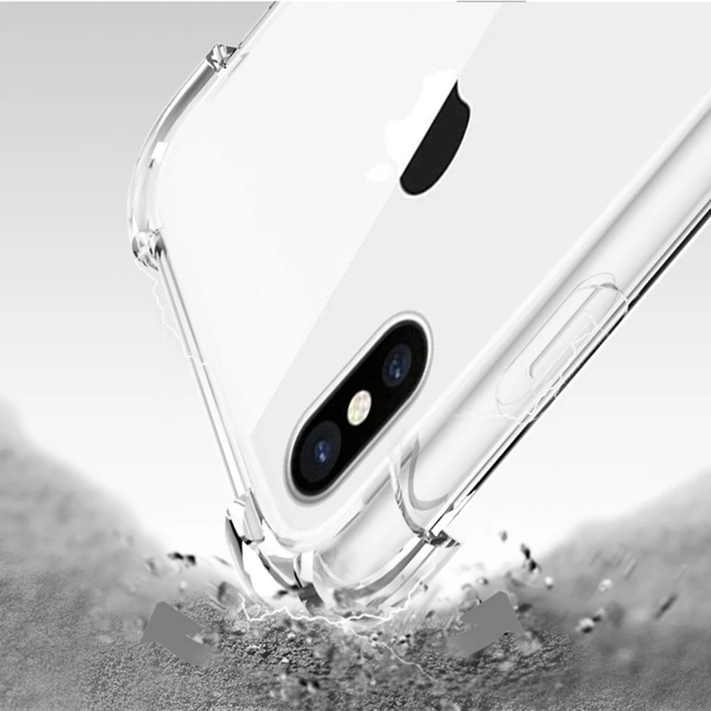 Противоударный прозрачный чехол из ТПУ для iPhone X XS XR Max 8 7 6 6S Plus прозрачная