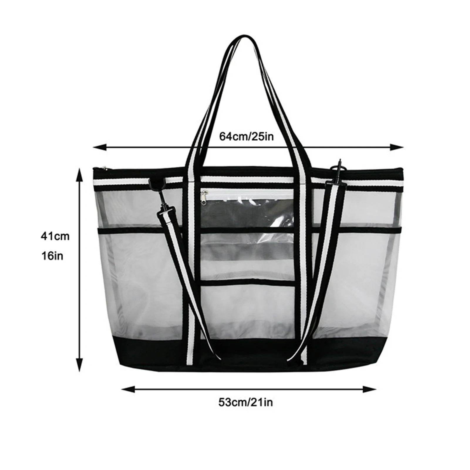 

Women Mesh Swimming Bag Tote Zipper Handbags Shoulder Bag Multifunctional Beach Pool Pouch Mesh Bag For Picnic Swimming Travel