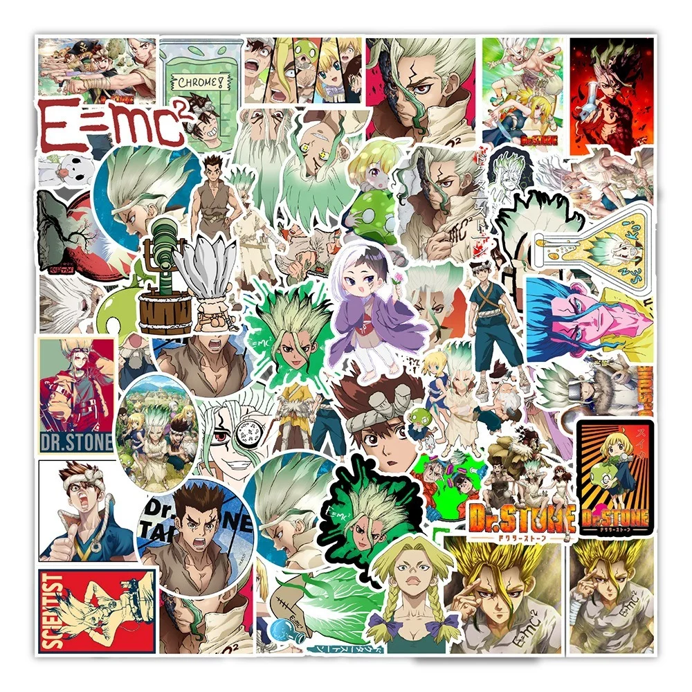 

50/100Pcs Janpanese Comic Sticker Dr.STONE Anime Stickers DIY Waterproof Sticker For Laptop Luggage Car Skateboard Notebook