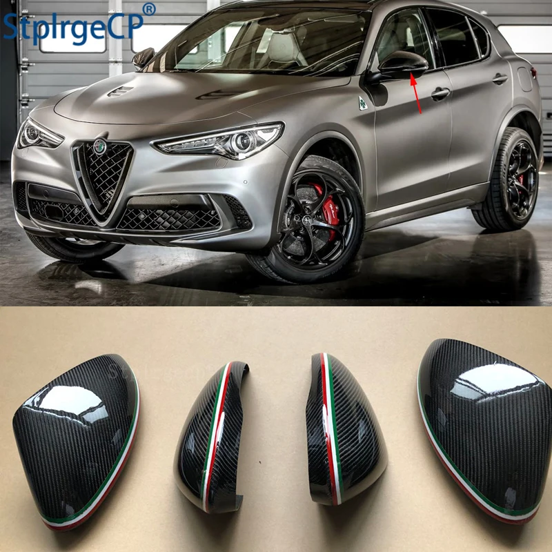 For Alfa Romeo Giulia 952 Stelvio 949 2016-2019 Accessories 100% Real Carbon Fiber Side Mirror Cover Cap Replacement Caps Shell