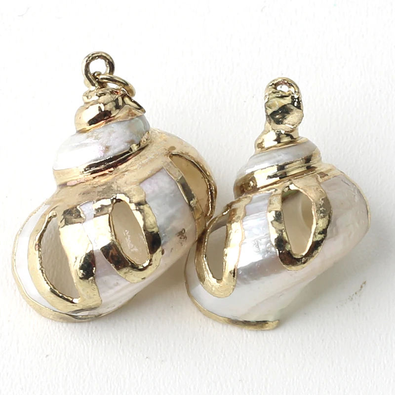 

Seashell Earring 3/5/10 pcs Gold Shell Conch For Jewelry Accessories DIY Pendant Earring Charms Natural Striated Shell 25mm*25mm
