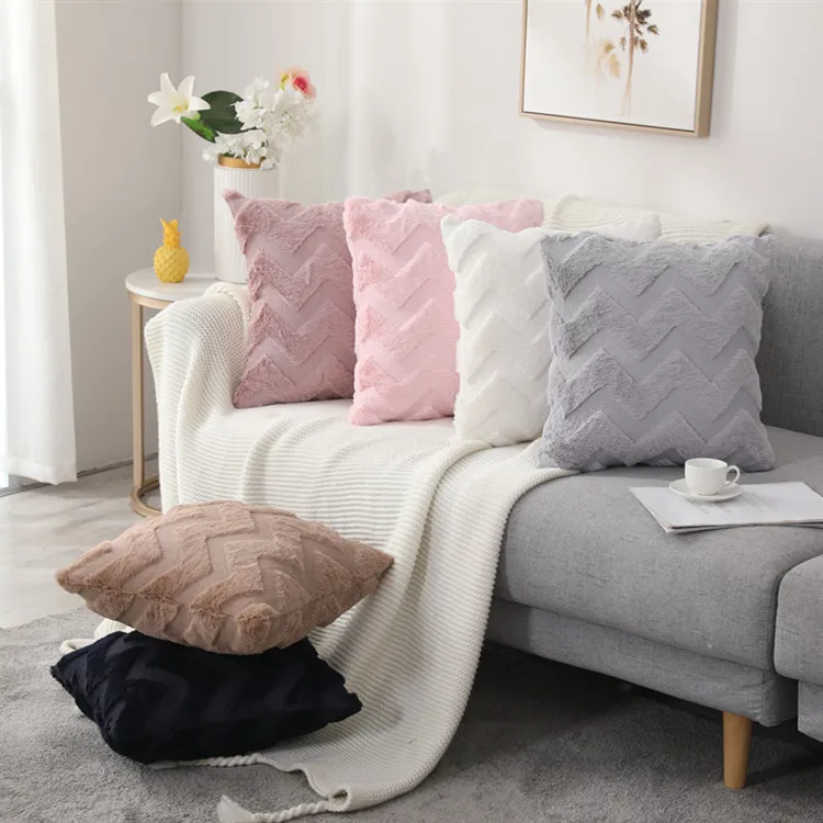 

Double sided Plush Rhombus Pillow cover Sofa Living Room Home Decor Soft Decorative Cushion Cover Office Pillowcase 40754