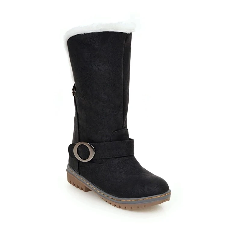 Большие размеры 11 12 13 Зимние сапоги с металлическими декоративными