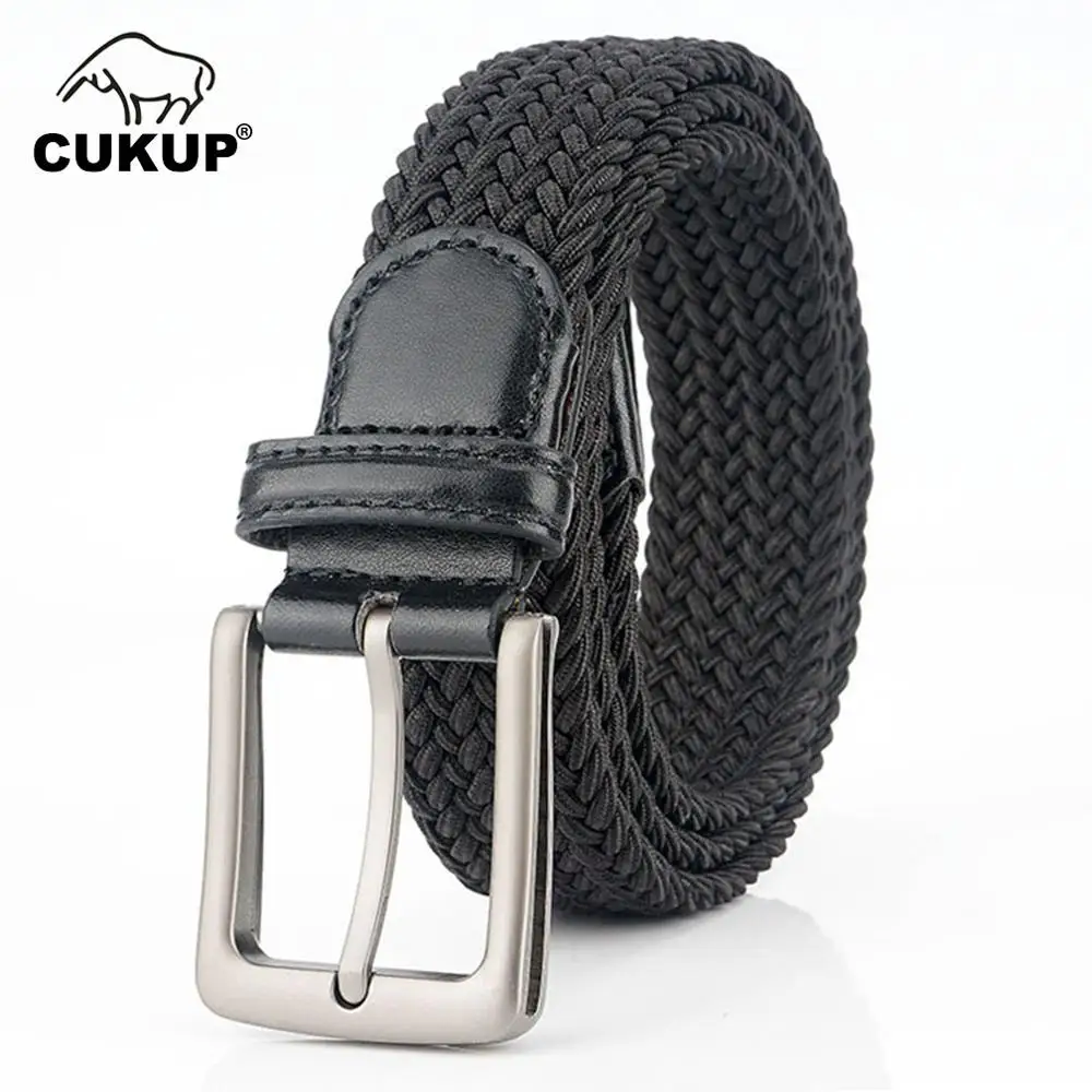 CUKUP Unisex High Quality New Knitted Canvas Elastic Belt Pin Styles Buckle Metal Jeans Accessories for Men Multicolor CBCK141