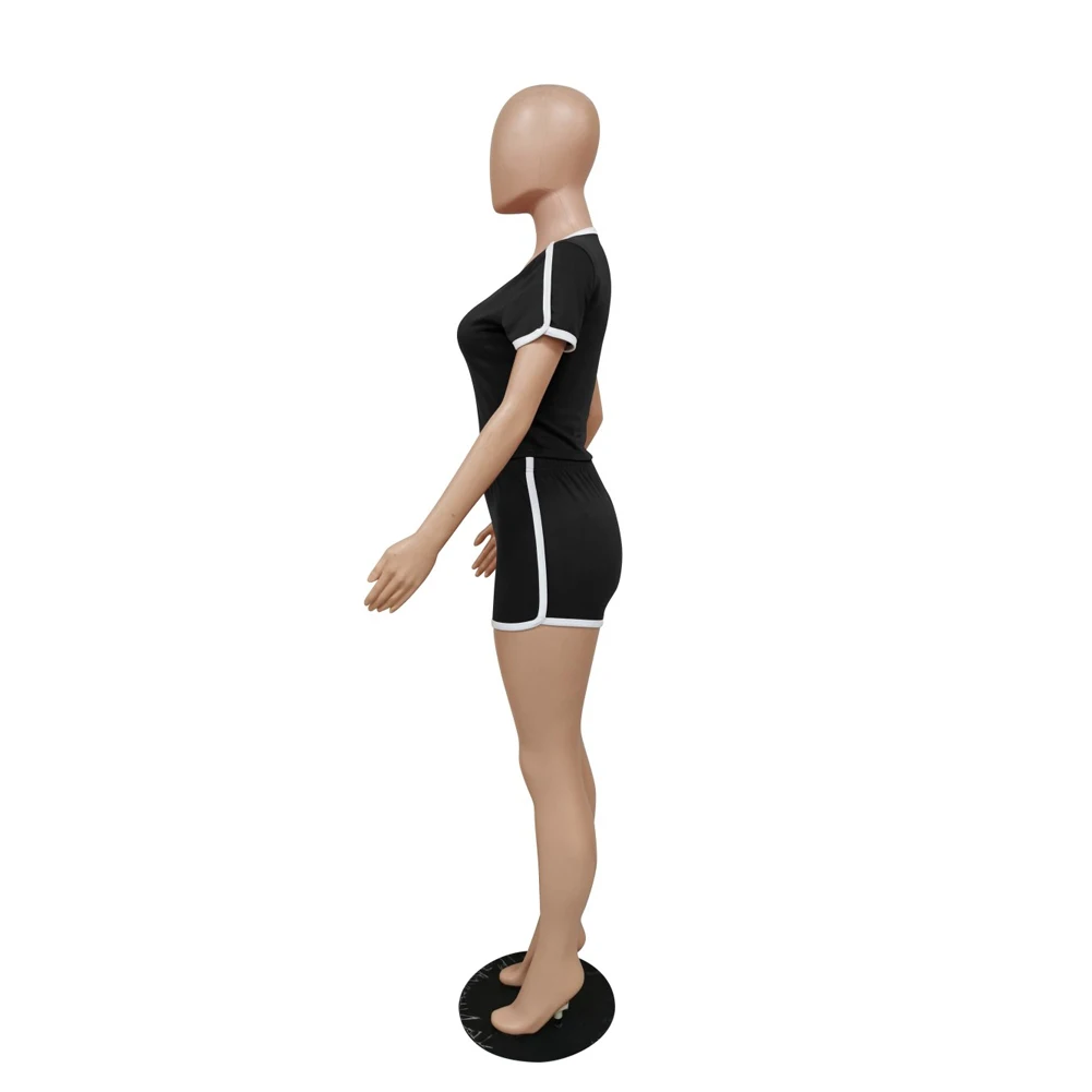 

Women's Two Piece Set Streetwear Round Neck Pullover Top and Tight Shorts Suit Tracksuit Ladies Outfits