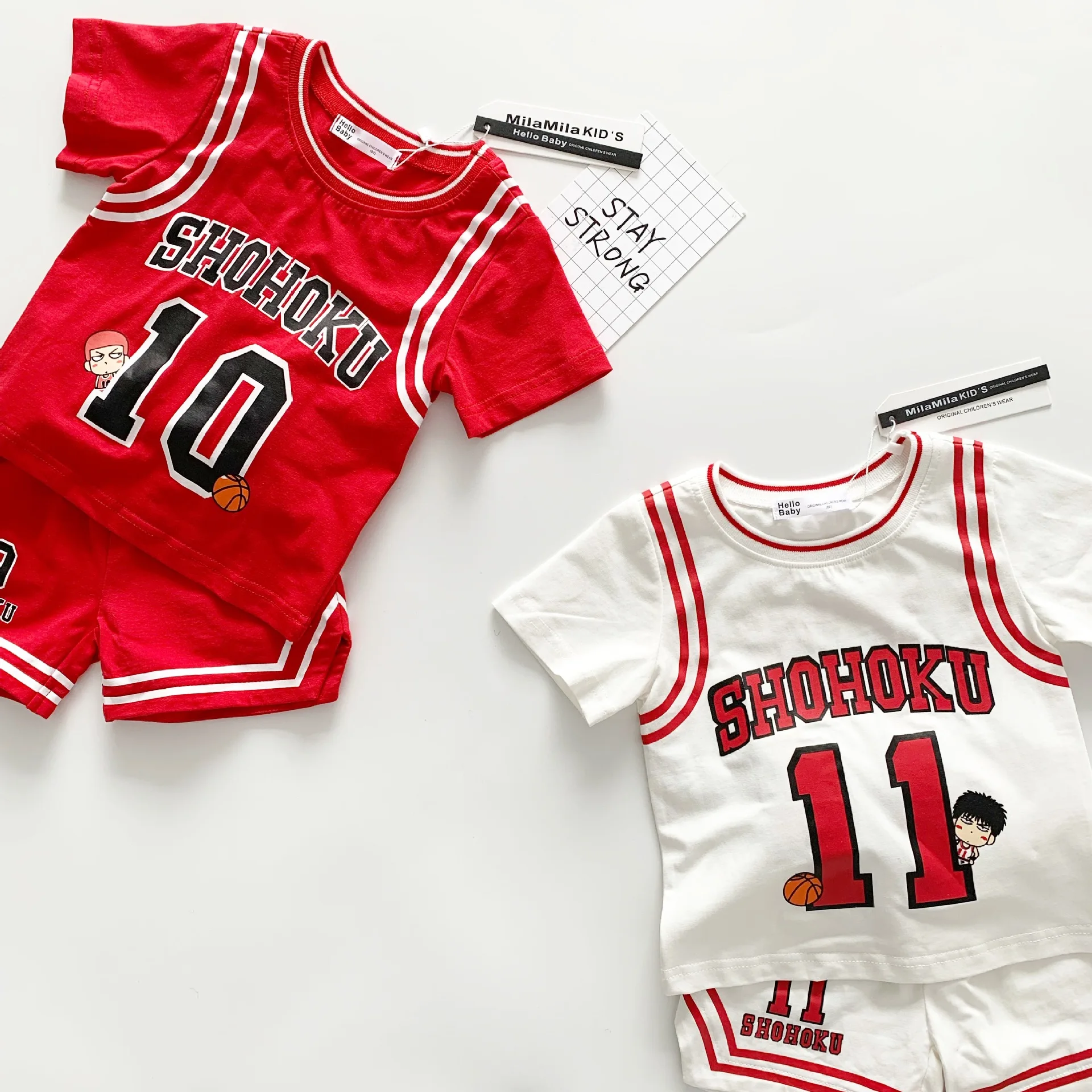 

Tonytaobaby Summer Clothes New Cartoon Boys and Girls Basketball Cotton Sweat-absorbent Sports Suit