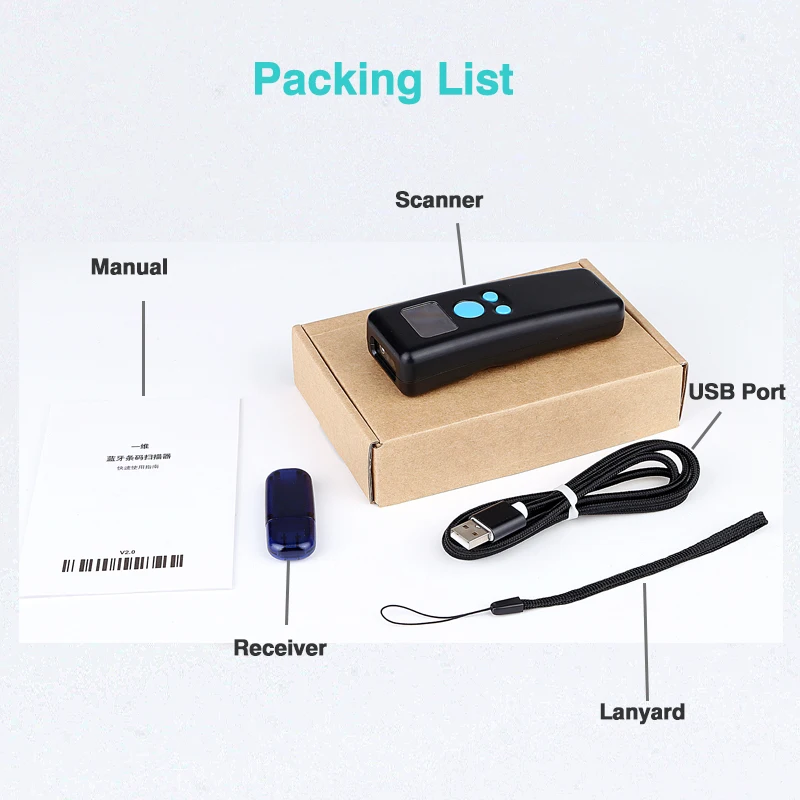 Портативный ручной сканер штрих-кодов M8 1D 2D Bluetooth Сканер 2 4G беспроводной с