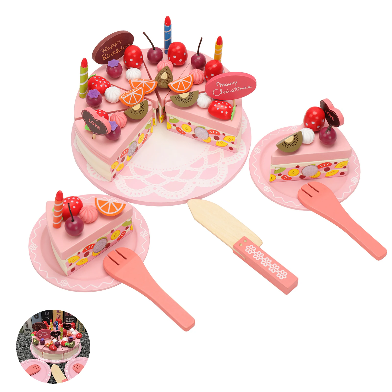 

Simulated Hamburger Toy Wood Material Kitchen Toy Set Realistic DIY Hamburger French Fries Set Safe Water Paint For Children