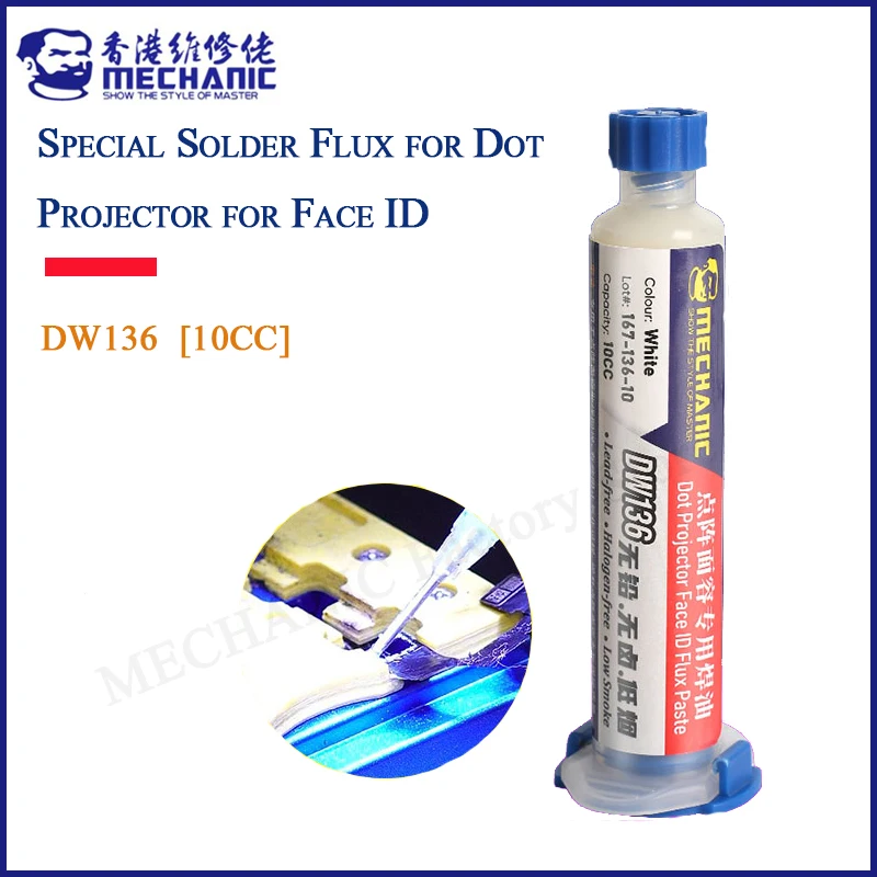 

MECHANIC DW136 10CC Solder Flux Paste Dot Projector Face ID Repair for Mainboard Dot Matrix Soldering and Reflow Repair Flux