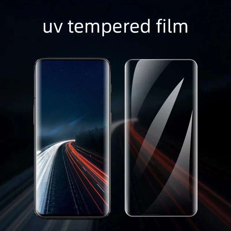 

For Oppo Reno 3 Pro Screen Protector Clear Curved UV Liquid Full Glue Tempered Glass For Oppo Find X2 X Ultra Glass Film
