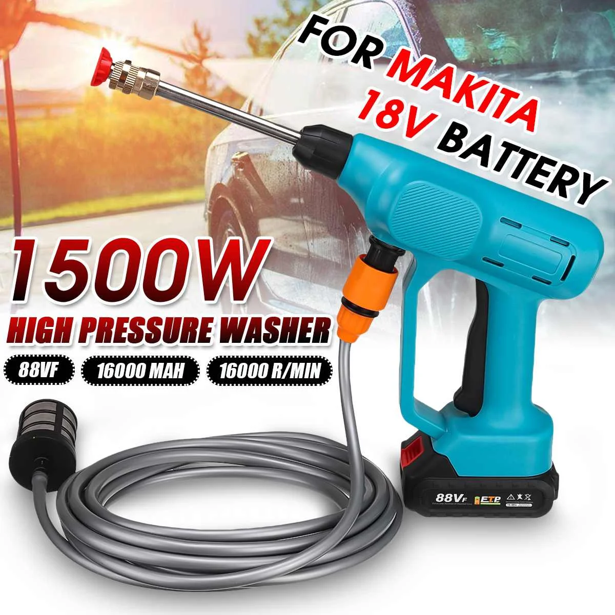 

Беспроводной пистолет-распылитель для мойки высокого давления, 65 бар, 1500 Вт