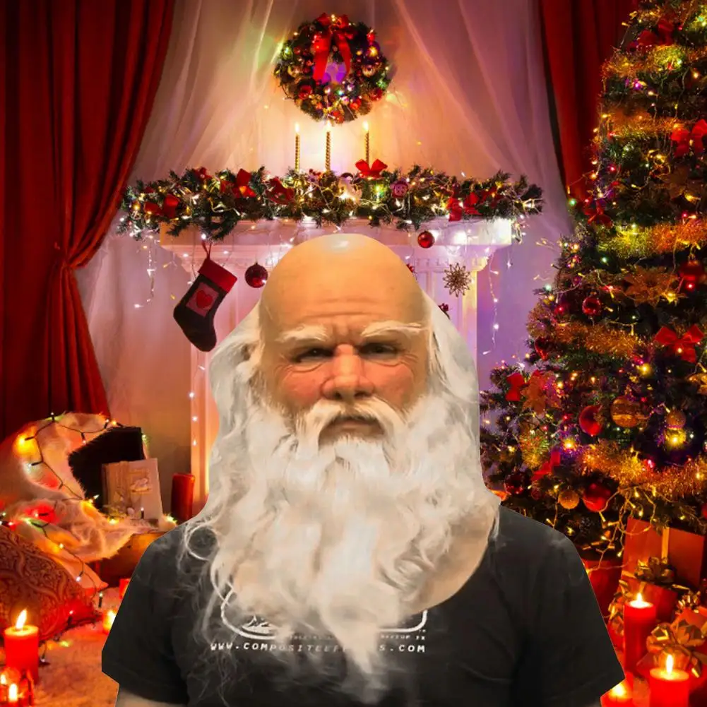 Маска Санта Клауса из натурального латекса с капюшоном для взрослых 3 дизайна |