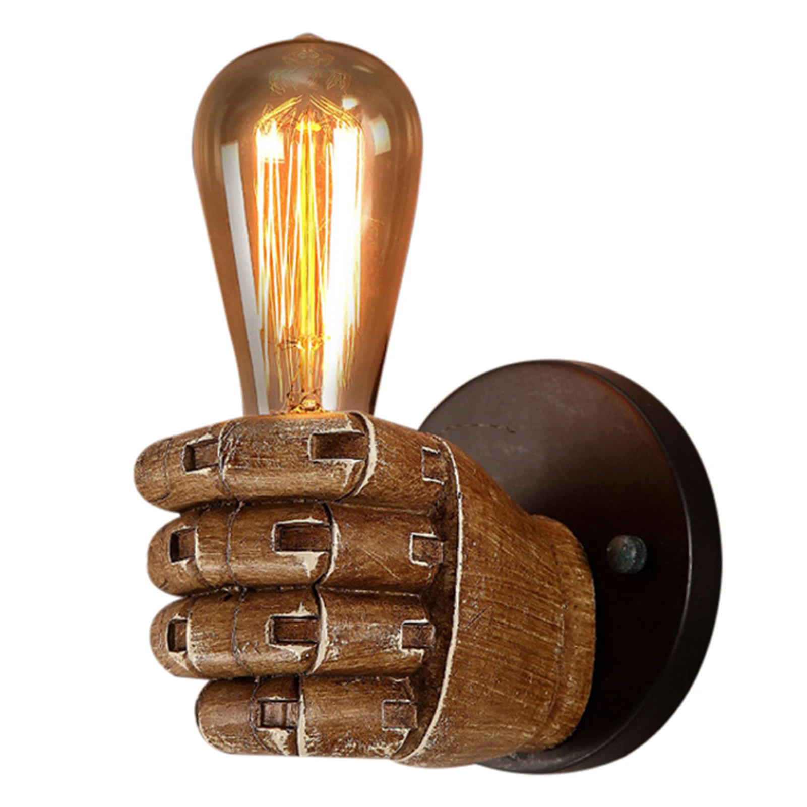 

Newly Handheld Wall Lamp Holder Vintage Fist Hand Held Vanity E27 Light Rack Loft Retro Living Room Bedroom Stairs Decor