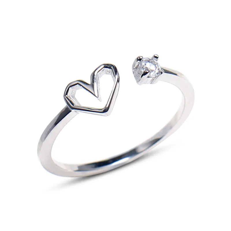 Trustdavis 100% Стерлинговое Серебро 925 пробы Модные женские полые сердца CZ кольца