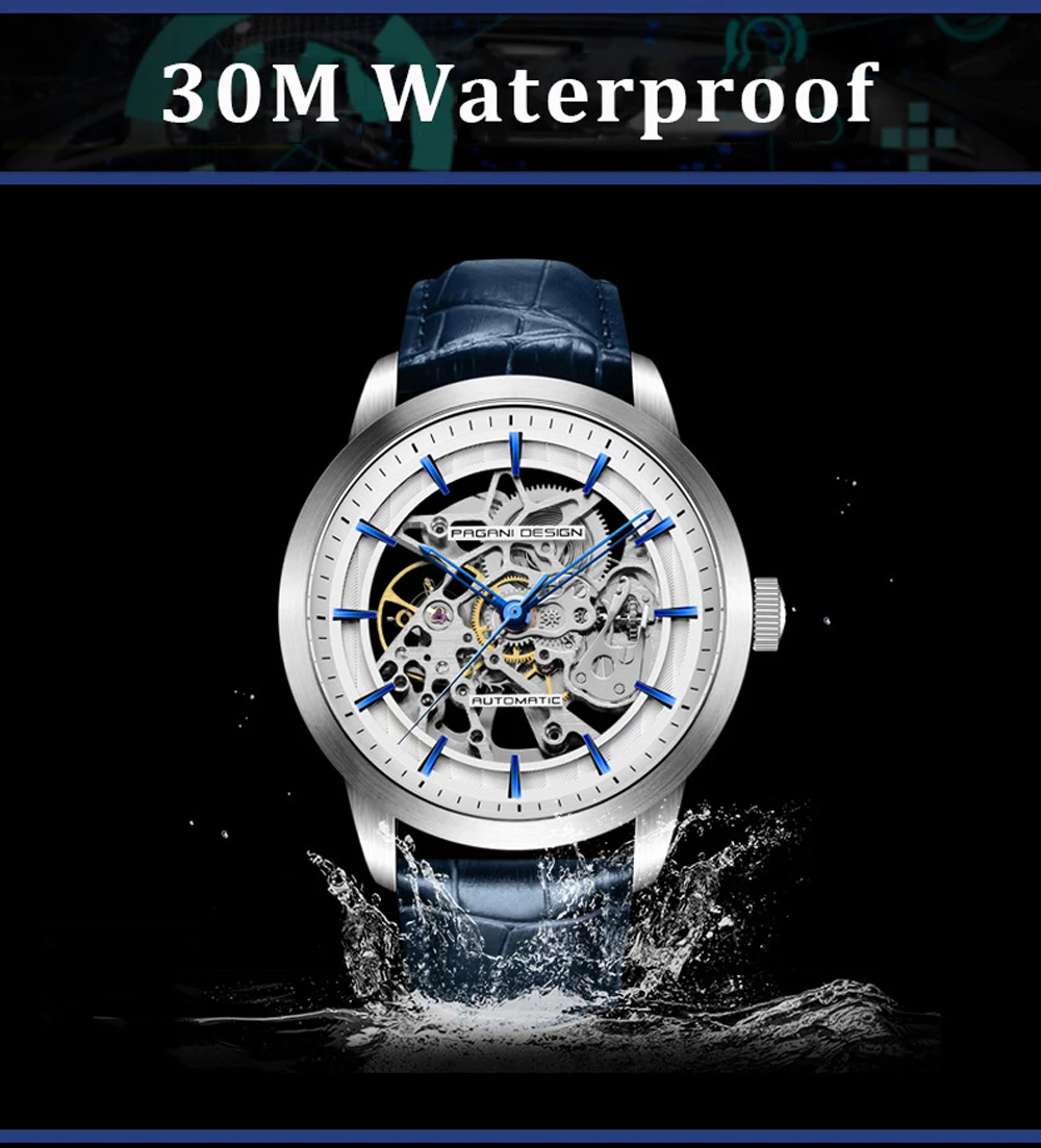 2020 NEW PAGANI DESIGN Top Brand Luxury Fashion Leather Gold Watch Men Automatic Mechanical Skeleton Waterproof Watches man Gift enlarge