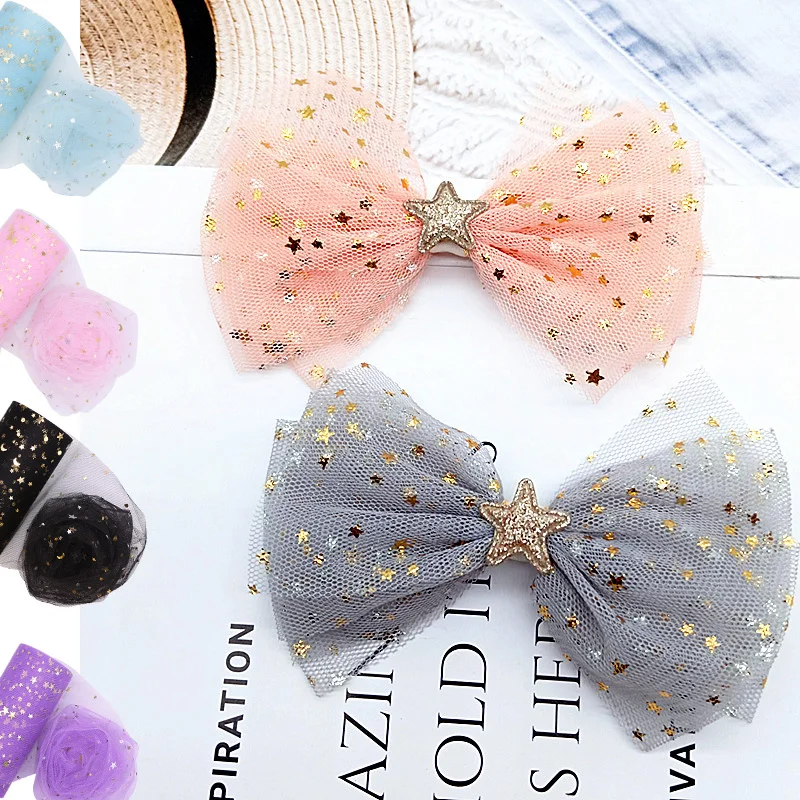 5 м/лот 6 см рулон тюля с золотыми звездами для рукоделия тканевые аксессуары