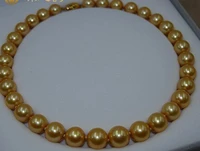 18genuine aaa 11 12mm south sea golden pearl necklace 14k gold clasp
