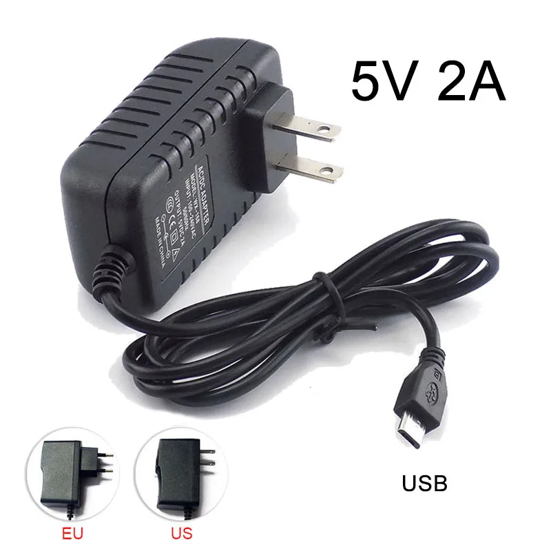 

Микро USB 5V 2A AC DC Мощность адаптер ЕС США штекер 100V ~ 240V 2000mA Зарядное устройство питания для Raspberry Pi Zero планшетный ПК