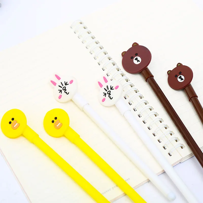 Корейский милый аниме Белый Кролик гелевая ручка Креативные Kawaii Медведь черные