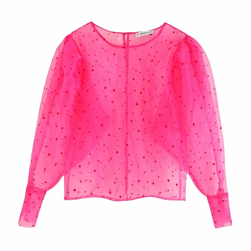 2019 женские сексуальные прозрачные горошек узор Повседневная органза Женская