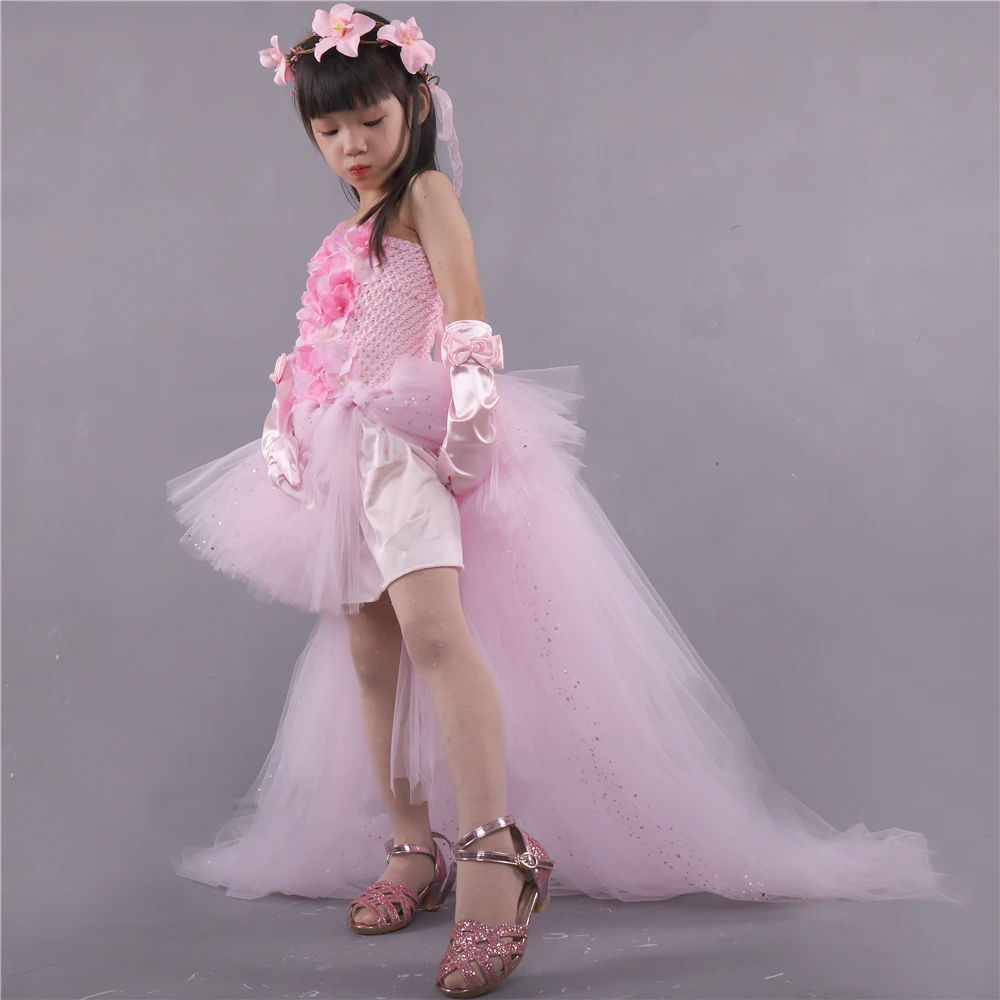 Шикарные детские розовые платья на Хэллоуин с блестками Детские Вечерние