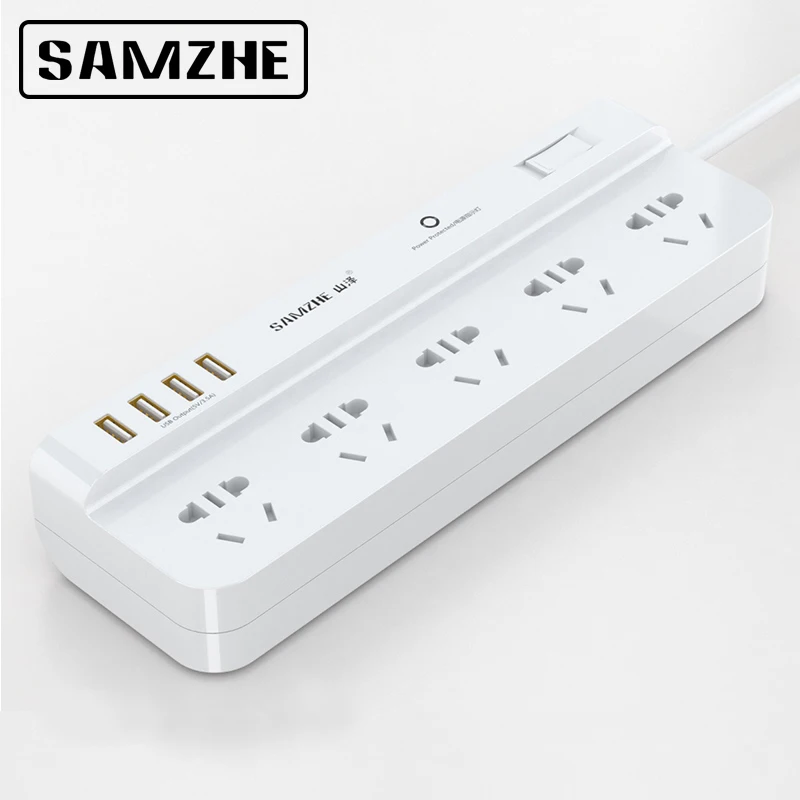 SAMZHE удлинитель для розетки с портом подключаемый штекер адаптер 3 USB портами