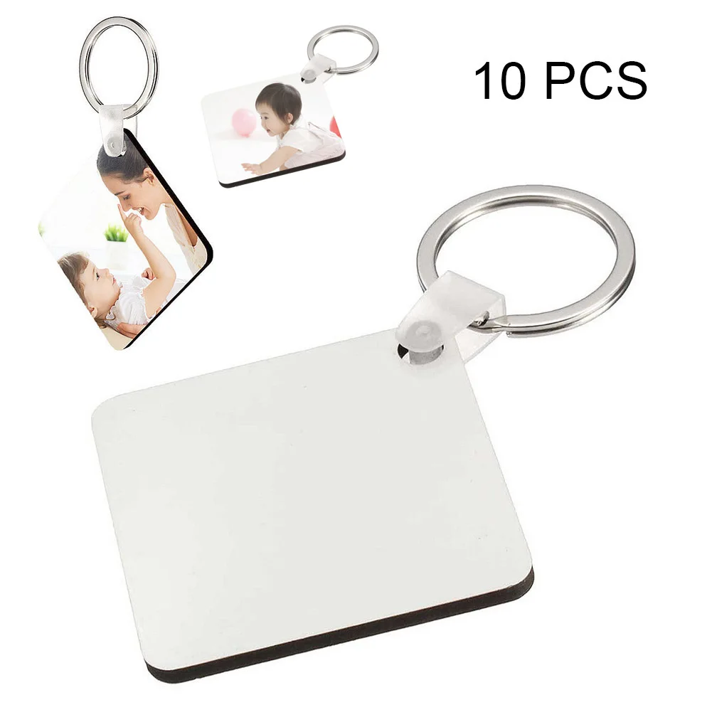 10 шт. квадратная пустая МДФ доска сублимационная печать брелоки для термопресс