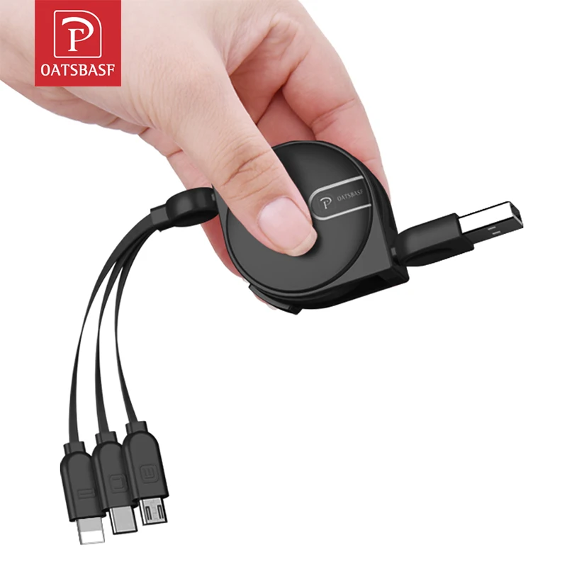 OATSBASF 1 м максимальная длина 3 в Выдвижной USB кабель для быстрой зарядки типа C iPhone XS