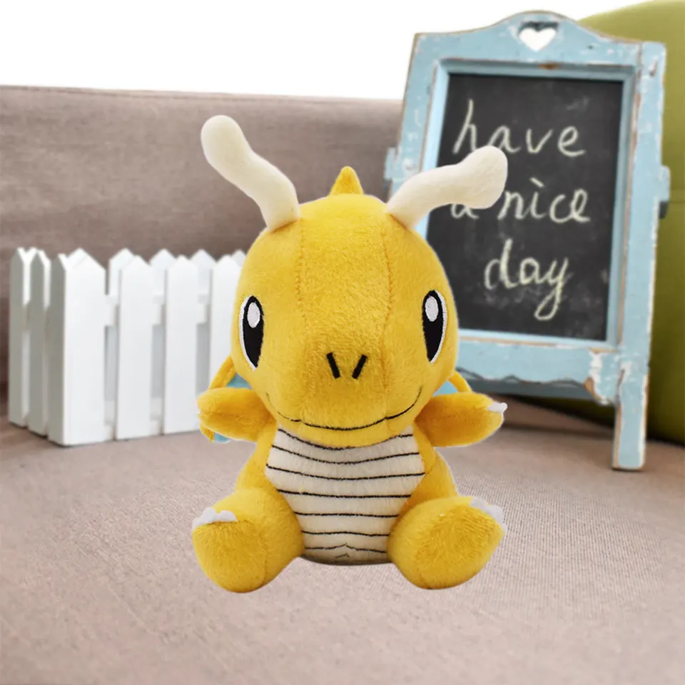 17 см японская аниме Кукла драконит плюшевые игрушки Peluche куклы мягкие животные сидящие Куклы Kawaii желтый милый Рождественский festy - Цвет: Dragonite