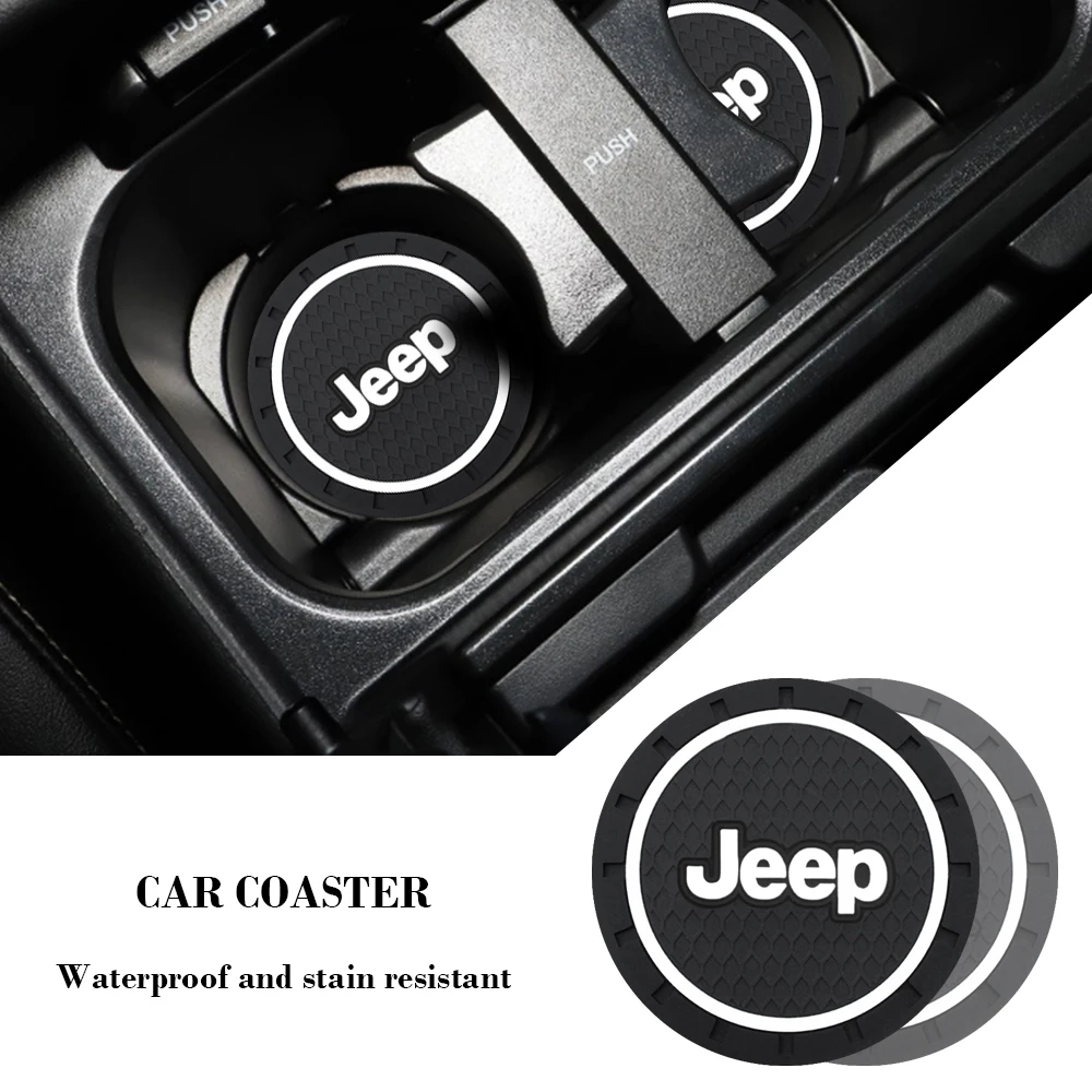 

2pcs Car Coaster Water Cup Bottle Holder Anti-slip Pad Mat Silica for Jeep Grand Cherokee Wj Zj Compass Patriot Renegade Wrangle