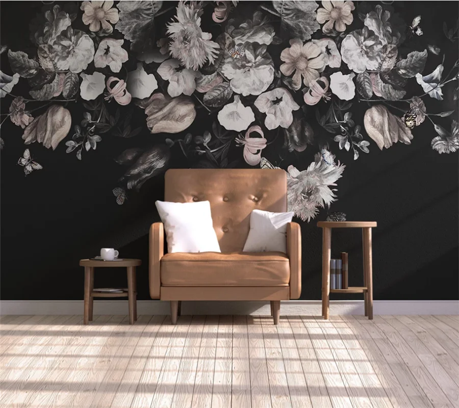 3d фотообои на заказ европейская ретро ностальгическая ручная роспись цветов фон