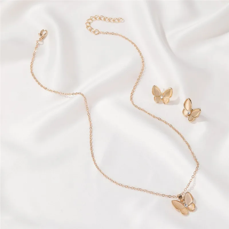 Женский комплект из колье и серёг с подвеской в виде бабочки|Ювелирные наборы| |